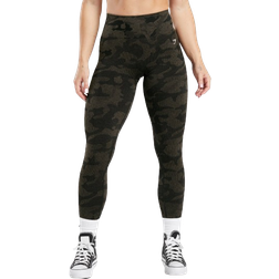 Gymshark Adapt Camo Seamless Ribbed Leggings - Black/Camo Brown