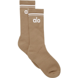 Alo Unisex Throwback Sock - Gravel/White