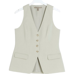 River Island Button Up Longline Waistcoat - Green