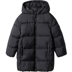 Mango Kids' Amerlong Quilted Long Coat - Black