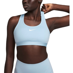 Nike Swoosh With Medium Support Padded Sports Bra For Women - Light Armory Blue/White