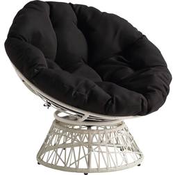 OSP Home Furnishings ‎BF29296CM-BK Wicker Papasan Cream Frame/Black Cushion Lounge Chair 35.2"