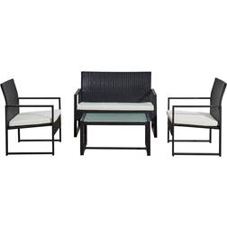 Outdoor Essentials 4 Piece KD Outdoor Lounge Set, 1 Table incl. 2 Chairs & 1 Sofas