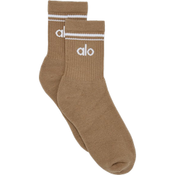 Alo Unisex Half-Crew Throwback Sock - Gravel/White