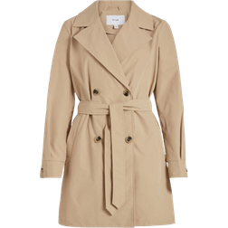 Vila Mersin Tie Waist Trench Coat - Sesame