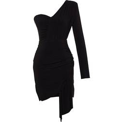 Trendyol Collection Fitted Knitted Elegant Evening Dress - Black