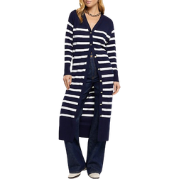 River Island Stripe Longline Cardigan - Navy