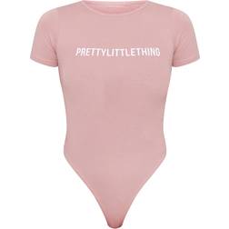 PrettyLittleThing Logo Short Sleeve Bodysuit - Light Pink