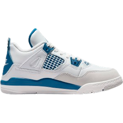 NIKE Air Jordan 4 Retro Industrial Blue PS - Off White/Neutral Grey/Military Blue