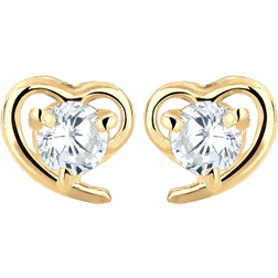 Elli Heart Stud Earrings - Gold/Transparent