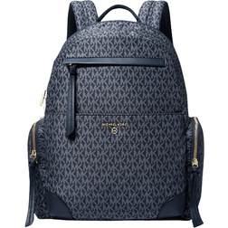 Michael Kors Prescott Large Signature Logo Print Woven Backpack - Admiral/Pale Blue