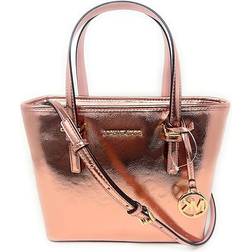 Michael Kors Jet Set Travel Extra Small Metallic Top Zip Tote Bag - Primrose