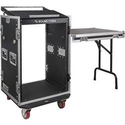 Sound Town STMR-16UWT DJ work table and casters for 11U SLANT