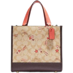 Coach Dempsey Tote Bag 22 In Signature Canvas With Heart And Star Print - Gold/Light Khaki Multi