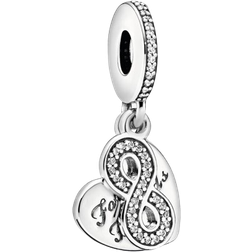 Pandora Forever Friends Heart Dangle Charm - Silver/Transparent