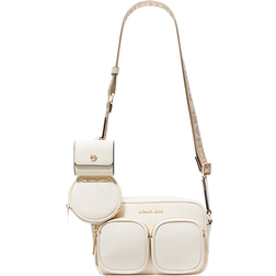 Michael Kors Jet Set Medium Leather Crossbody Bag with Case for Apple Airpods Pro - Lt Cream