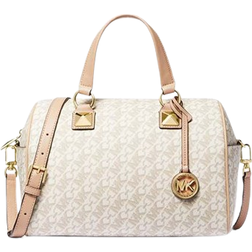 Michael Kors Grayson Medium Empire Signature Logo Satchel - Vanilla