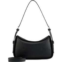 MCM Aren Flap Embossed Small Hobo Bag - Black