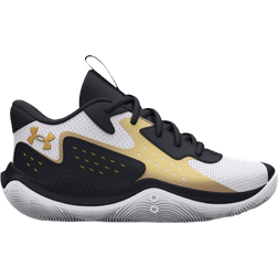 Under Armour Pre-School Jet '23 Basketball Shoes - White/Black/Metallic Gold