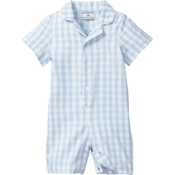 Petite Plume Baby's Twill Romper - Light Blue Gingham