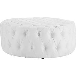 modway Amour White Vinyl Pouffe 16.5"