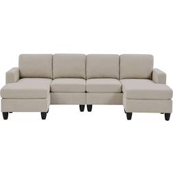 Latitude Run Sectional Beige Polyester Blend Sofa 101" 3 4 Seater