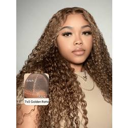 UNice 7x5 Glueless Lace Bye Bye Knots Curly Wig 14 inch Honey Blonde