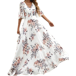 Shein Backless A-line dress with floral pattern