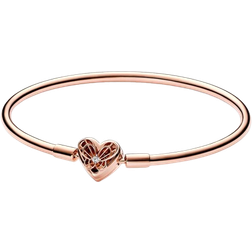 Pandora Moments Heart & Butterfly Bangle - Rose Gold/Transparent