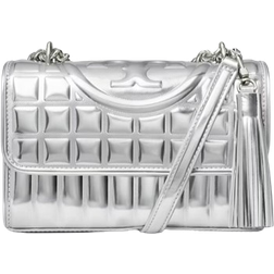 Tory Burch Small Fleming Metallic Quilt Convertible Shoulder Bag - Silver