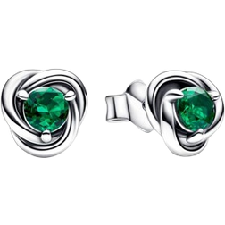 Pandora May Birthstone Eternity Circle Stud Earrings - Silver/Green