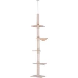 Pawhut 5-Tier Cat Floor to Ceiling Scratching Tree 40x34x260cm