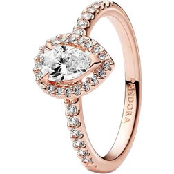 Pandora Sparkling Pear Halo Ring - Rose Gold/Transparent