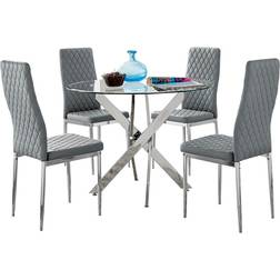 Furniturebox Arona Valera Transparent Dining Set 100cm 5pcs