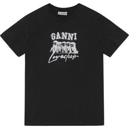 Ganni Thin Jersey Puppy Love Relaxed T-shirt - Black