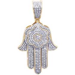 Jewelry Unlimited Hamsa Flower Pendant - White Gold/Diamonds