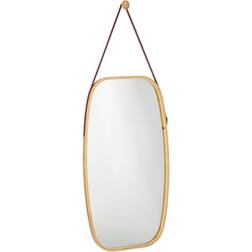 Relaxdays Oval Bamboo Natural Espejo de Pared 43.5x76.5cm