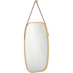 Relaxdays Oval Bamboo Natural Vægspejl 43.5x76.5cm