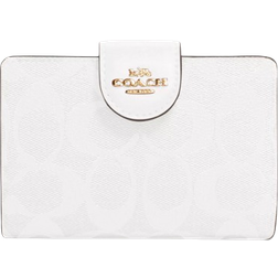 Coach Medium Corner Zip Wallet In Signature - Chalk/Glacierwhite