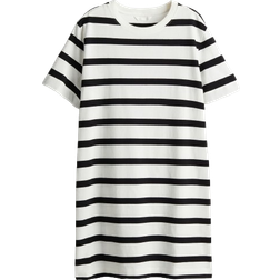 H&M Cotton T-shirt Dress - White/Black Striped