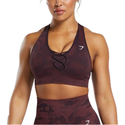 Gymshark Adapt Camo Seamless Sports Bra - Plum Brown/Burgundy Brown