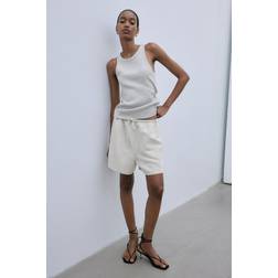 H&M Ladies Beige Linen-blend pull-on shorts