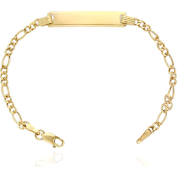 WJD Exclusives Kid's 10K Yellow Gold Figaro Engravable ID Bar Bracelet 5.5"