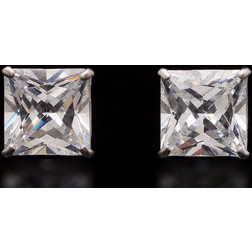 WJD Exclusives 2.50CT Princess-Cut Simulated Diamond 14K White Gold Screwback Stud Earrings 6mm