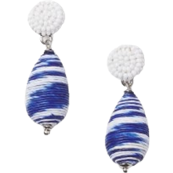 Chico's Off The Rack Thread Wrapped Drop Earrings - Silver/Blue/White