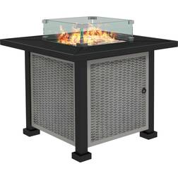 OutSunny Outdoor Propane Gas Fire Pit Table Wind Screen