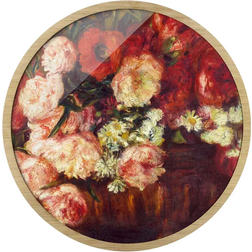 Tableau Rond Encadré Auguste Renoir - Nature Morte Aux Pivoines Décoration Murale 40x40cm