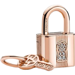 Pandora Padlock & Key Dangle Charm - Rose Gold/Transparent