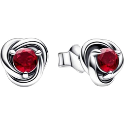 Pandora July True Eternity Circle Stud Earrings - Silver/Red