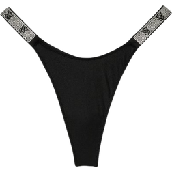 Victoria's Secret Double Shine Strap Smooth Thong Panty - Black